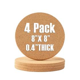Trivet-4pc Firstgift Cork Trivet - 4 Pack High Density Set- 8 Inch Diameter X 0.4 Thick R