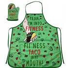020fitnesstacoma Fitness Taco Funny Kitchen Apron And Oven Mitts Humorous Gym Graphic Novelty