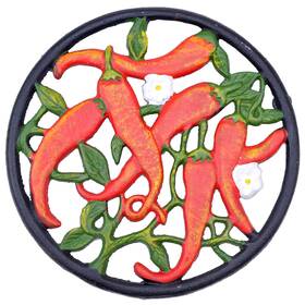 Flag Emotes 682384840801 Decorative Cast Iron Trivet Hot Chilli Peppers 7 Inch Wide