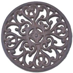Flag Emotes 682384840825 Decorative Round Cast Iron Trivet Ornate Heart Design 7 Inch Wide