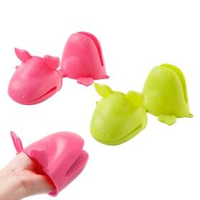 Om1-gre Flyzza Pin-p Mini Silicone Oven Gloves Heat Resistant Cooking Pinch Mitts For Pink