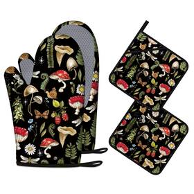 Ph-20240320 Fnlndo Mushroom Oven Mitts And Pot Holders Sets Of 4 Heat Resistant Silicone Mi