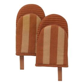 Folkulture 904412407346 Mini Oven Mitts Heat Resistant 5.75 Inch X9 Set Of 2 Orange Short Ov