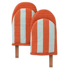 Folkulture 904412407377 Mini Oven Mitts Heat Resistant 5.75 Inch X9 Set Of 2 Orange Short