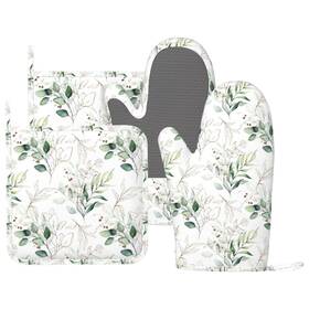 Fonokypick-2025.9.20-oven Fonokypick 749782640393 Watercolor Floral Pattern Silicone Oven Mitts And Pot Holders Sets Green
