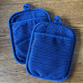 Food Network 400501381866 Potholders Blue Oven Pocket Mitts 9 Inch X7 Slip Resistant Set Of 2