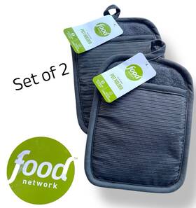Food Network 400862775687 Heat Resistant Silicone Pot Holder Neopreme 2 Pieces Oven Mitt New