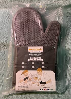 500f Foodobay 711181524161 Silicone Gray Oven Mitts - 12.5 Inch Heat Resistant Grippy Design