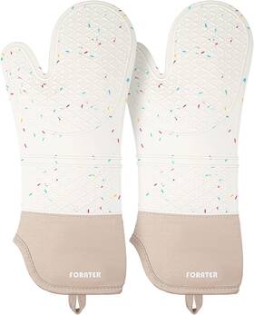 Forater 313108250223 Extra Long Silicone Oven Mitts - Heat Resistant Up To 500 F 15ftft Waterproof And