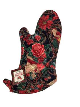 Franco 044085794362 Oven Mitten Single Vintage Holiday Floral Santa Cooking New