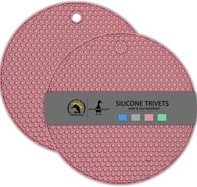 Kt38100 Freedom Farms Silicone 2-pack Trivets For Hot Dishes - Pads Kitchen Pot Pink