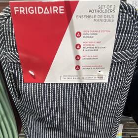 G1-laylap29-den-frd Frigidaire Set Of 2 Potholders Cotton Neoprene Heat Resistant Black Striped 7x9