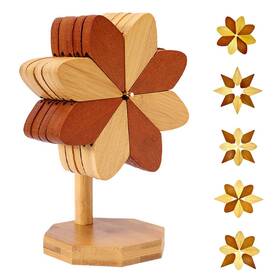 Fuijeuj 635401920161 5 Wooden Trivets For Hot Dishes Pinwheels Shape Trivet Set 1