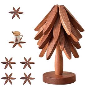 Fuijeuj 635403041147 4 Wooden Trivets For Hot Dishes Christmas Tree Trivet Table Mat Set Tr