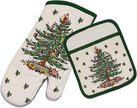 Gadgetnova 711181390902 Spode - 2pc Kitchen Set Matching Oven Mitt And Pot Holder Holiday Home Decor