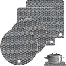 Gaiamat 711181720945 Silicone Trivet Mats 4 Pack 2 Shape Squared Round Heat Resistant Pot Holde