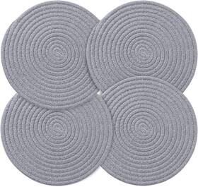 Garkup 727196244895 Trivet Weave Mat Round Hot Pads For Kitchen Thread 24 4 Pack