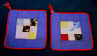 Gc2122 Patchwork Holders Pot Insulated Cotton Hand Blue Two Patch