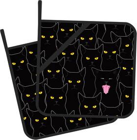 Ph-2020-1 Gearsly Pot Holder Set Of 2 Black Cat Cute Kitchen Heat Resistant Potholder For Bbq Cook