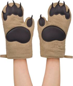 Genuine Fred 313045625672 Bear Hands Oven Mitts - Quality Cotton With Heat Resistant Silicone