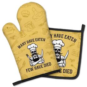 Gst015 Geygie Many Have Eaten Few Died Funny Oven Mitts And 11.2 6.9in Yellow