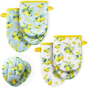 Bq-geyoga-6803 Geyoga 4 Pack Lemon Mini Oven Mitt Decoration Kitchen Blue Yellow