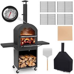 Gx11737-pn Giantex Pizza Oven Outdoor - Wood Fired With 2 58.7 Liters Black