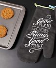 Giftcraft Black Chalkboard Style Oven Mitt W Good Food Friends Message Hostess Gift 014181425132