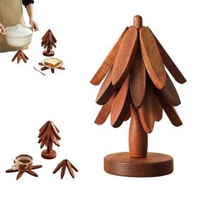 Gkenguje 051121152564 Natural Tree Trivet Set - Foldable Kitchen Trivets Handmade Wooden H