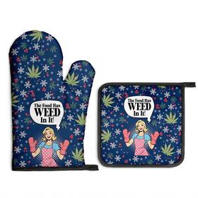 11x6.7x1.6in Gkodw Xst007 The Food Has Weed In It Oven Mitts And Pot Holders Blue