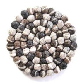 Global Crafts 640746041914 Hand Crafted Felt Ball Wool Trivet Mat From Nepal 8 Inch Round Pad Tie Dye Gr