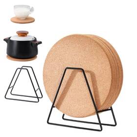 Gocoffun 726634909761 Cork Trivet 5 Pack 7.5inches Round Coasters With Plate Holders Organizerext