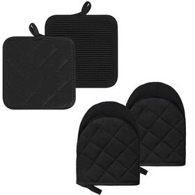 Goldmeet 792105735405 Oven Mitts And Pot Holders Set Pack Of 4 Heat Resistant Silicone Kitchen Mi