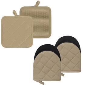 B0chmdhp8p Goldmeet Oven Mitts And Pot Holders Set - 4-pack Heat Resistant Silicone Kitchen Mini Glov