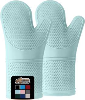 Gorilla Grip 313108063090 Bpa-free Soft Silicone Oven Mitts Heat Resistant Thick Cotton Line