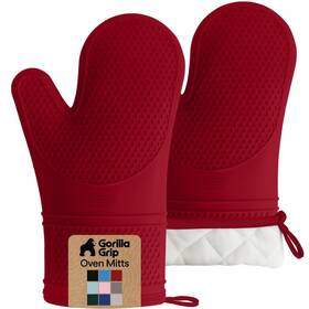 Gorilla Grip 840029620823 Bpa-free Soft Silicone Oven Mitts Heat 12.5 Inch Red