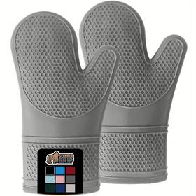 Gorilla Grip 840029620847 Heat And Slip Resistant Silicone Oven Mitts Set Soft Cotton Lining Waterpro
