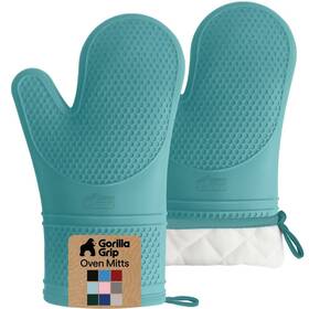 Gorilla Grip 840029644782 Bpa-free Soft Silicone Oven Mitts 12.5 Inch Turquoise