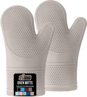 Gorilla Grip 840029645734 Bpa-free Soft Silicone Oven Mitts Heat And Slip Resistant Thick Cotton Lined
