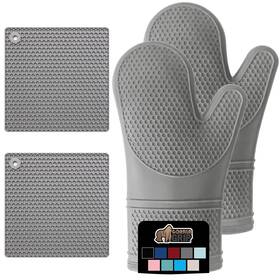 Gorilla Grip 840029649299 Bpa-free Soft Silicone Oven Mitts And Potholder Set Of 4 Heat Resistant Hot