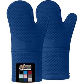 Gorilla Grip 840029675342 Heat And Slip Resistant Silicone Oven Mitts Set 14.5 In Soft Cotton Lining