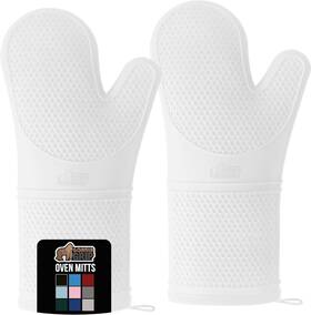 Gorilla Grip 840316719346 Heat Resistant Durable Long 14.5 Inch Oven Mitts White