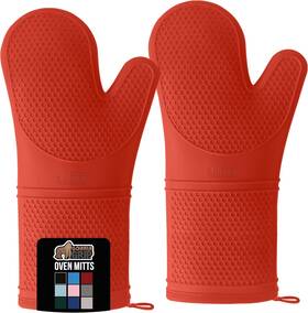 Cf6-b888 Gorilla Grip Heat Resistant Durable Long 14.5 Inch Oven Mitts Coral