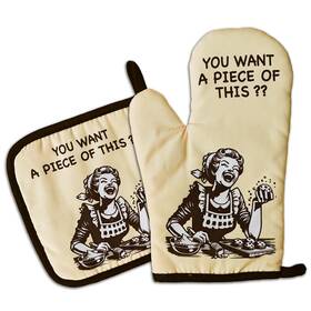 St-032 Gosjinnk Funny Oven Mitts And Pot Holders Set Of 2 You 7 X 10.5 In Beige