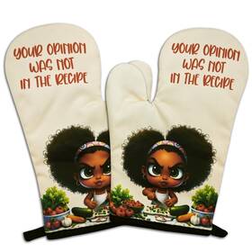 St-069 Gosjinnk 2 Pcs Funny Black Women Oven Mitts Gifts - Your 7 X 10.5 In Beige