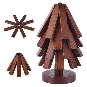 1051637 Gosknor Wooden Trivets Set For Hot Dishes 4 Layers Tree Shape Trivet Coaster With St