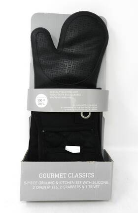 Gourmet Classics 844260075640 Non-slip Silicone Grip Kitchen Set Black 3 Pieces