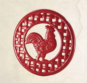 51094 Grant Howard Red Rooster Trivet 8-inch Diameter Cast Iron