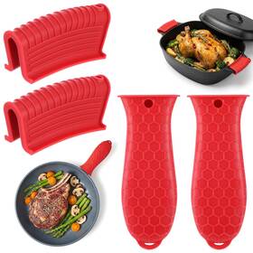 4260rhff3798 Grevosea 4 Pack Cast Iron Skillet Handle Covers Pot Holders Heat Resistant Non
