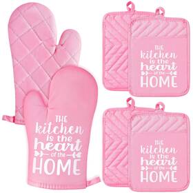 Grobro7 Gb-potholder&mitt-7-home-pink 6pcs Funny Oven Mitts Pot Holders The Kitchen Is Heart Of Home Heat R